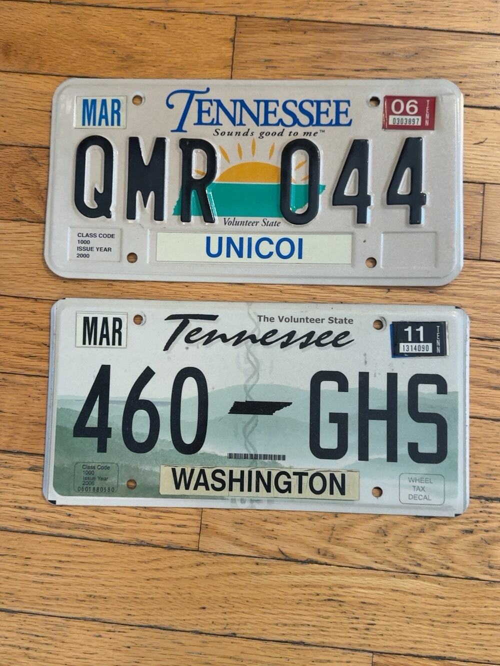 Lot 2 Tennessee License Plates Unicoi Washington County QMR 044 460-GHS Auto